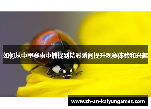 如何从中甲赛事中捕捉到精彩瞬间提升观赛体验和兴趣
